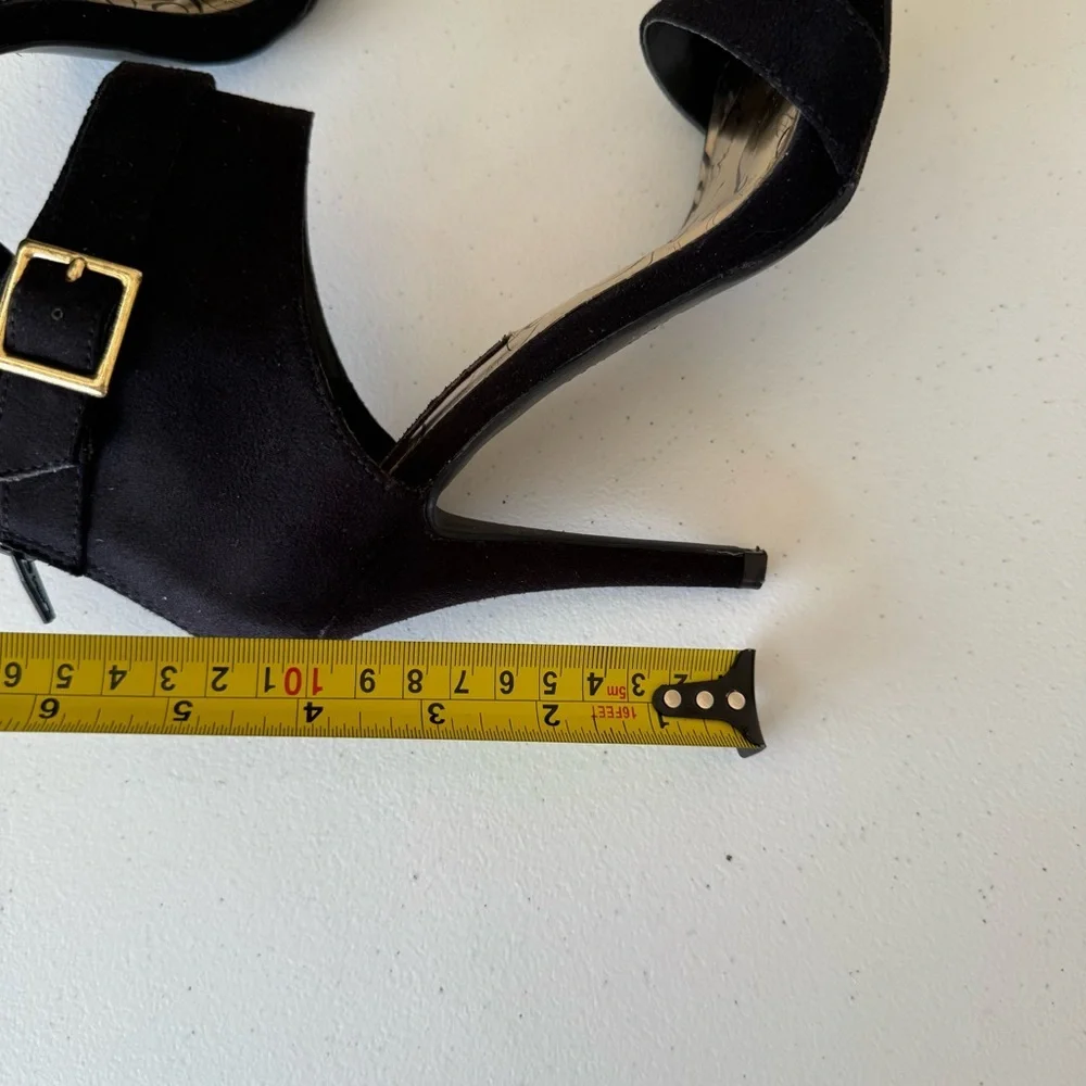 Material Girl Black Ankle Strap Heels size 6